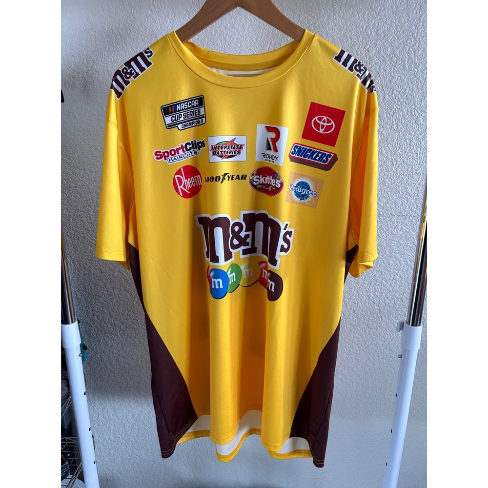 Kyle Busch M&Ms NASCAR Racing Jersey Shirt Mens 3XL Joe Gibbs Racing Yellow